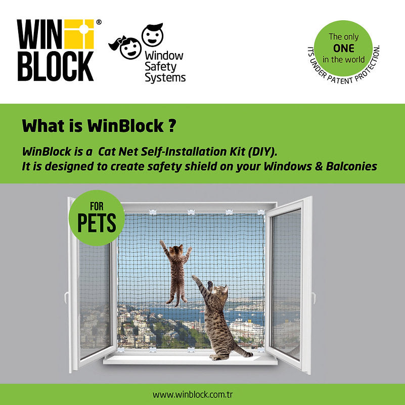 Winblock Pets 80cm x 140cm plasa de protecție ferestre animale de companie